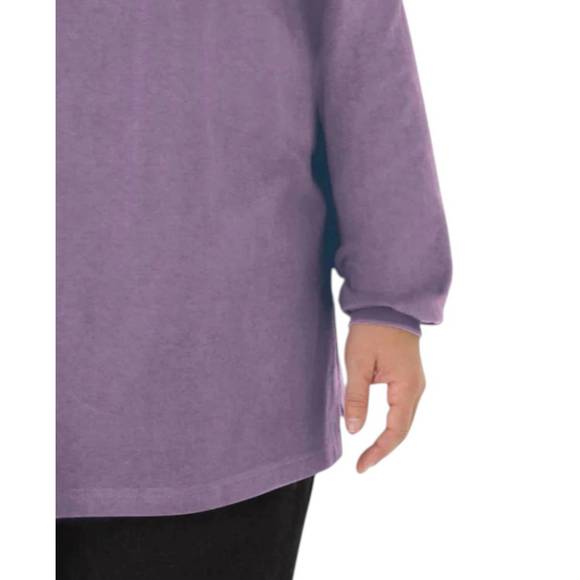 NEW ON THE PLUS SIDE plus size cotton jersey mock turtleneck long sleeve top in - Picture 3 of 3